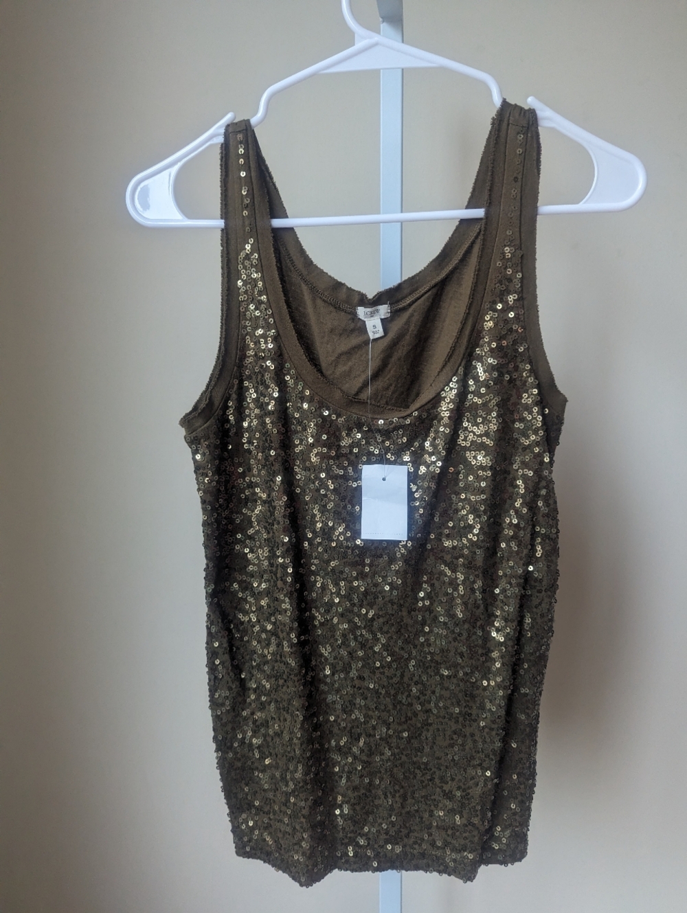 J. Crew Olive green sequin tank top NWT size S